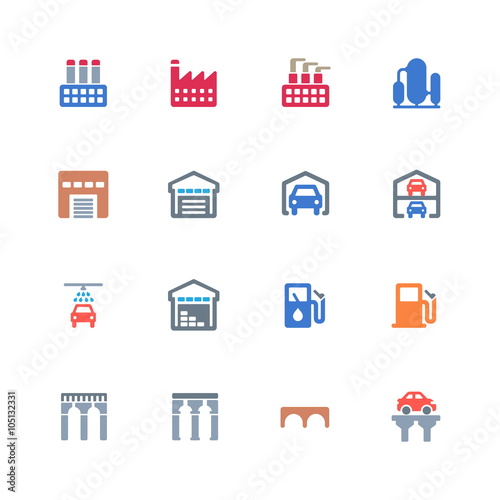 Industrial buildings icons