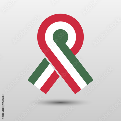 Symbol of the hungarian revolution of 1848. Tricolor cockade with the colors of Hungary and a shadow effect. Symbol for Hungary's national day on march 15th.