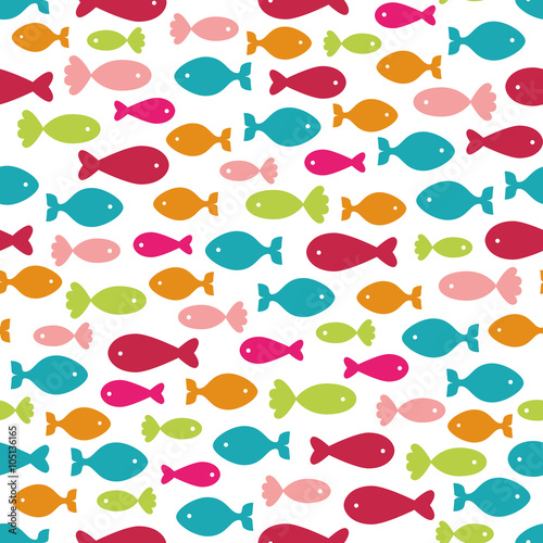 Seamless background with colorful fishes