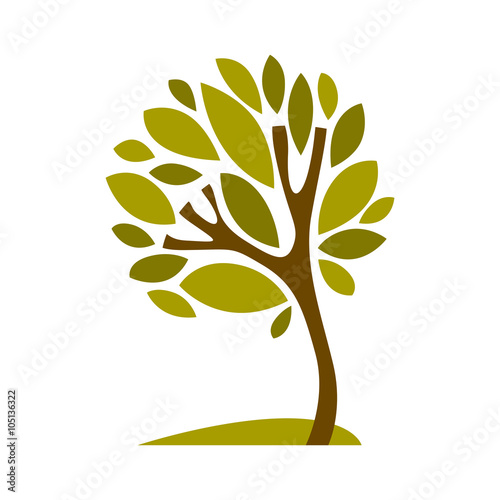 Artistic stylized natural symbol, creative tree illustration.