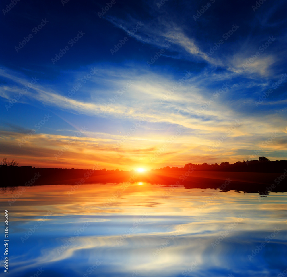 Nice sunset with reflection in water