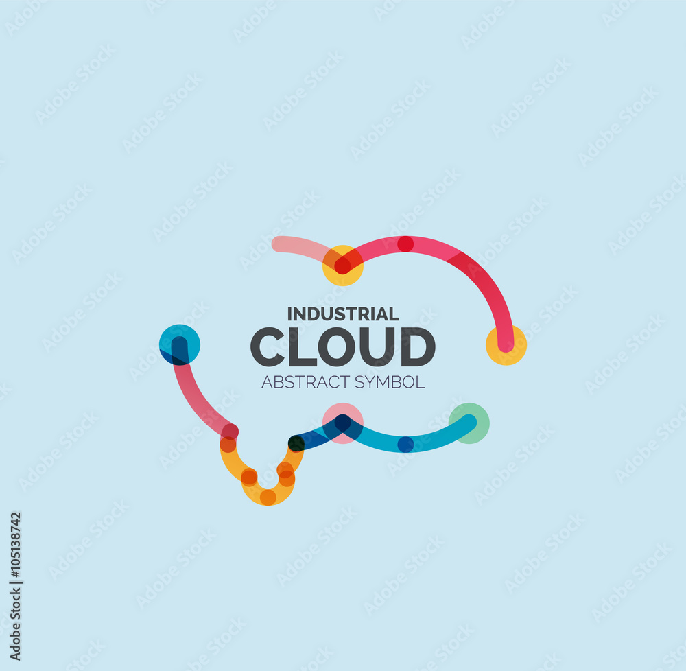 Flat linear design speech cloud logo. Talk bubble, modern geometric industrial thin line icon Flat linear design speech cloud logo. Talk bubble, modern geometric industrial thin line icon