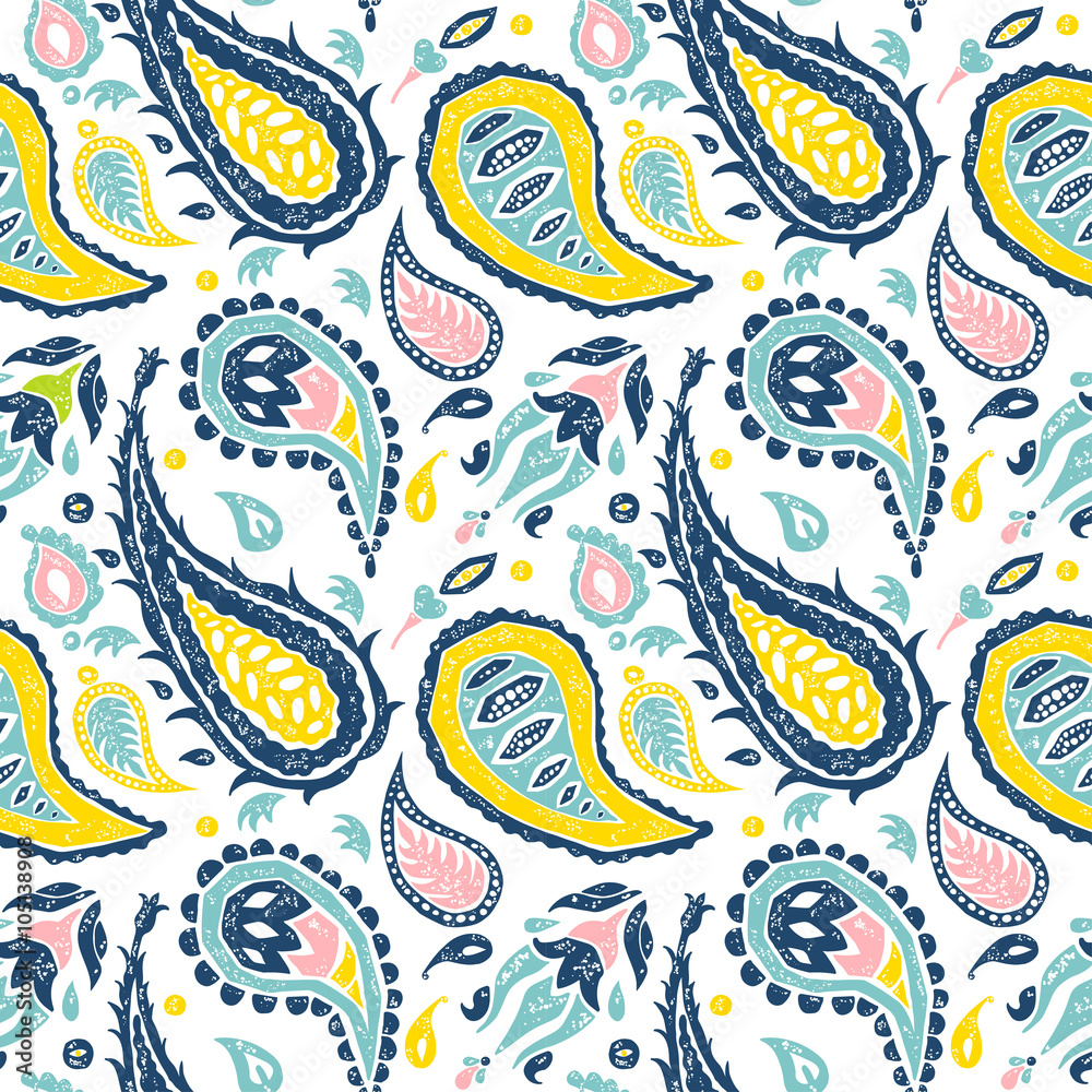Seamless Paisley pattern in a white background Seamless Paisley pattern in a white background