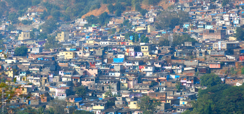 Lot of poor houses in Mumbai slums