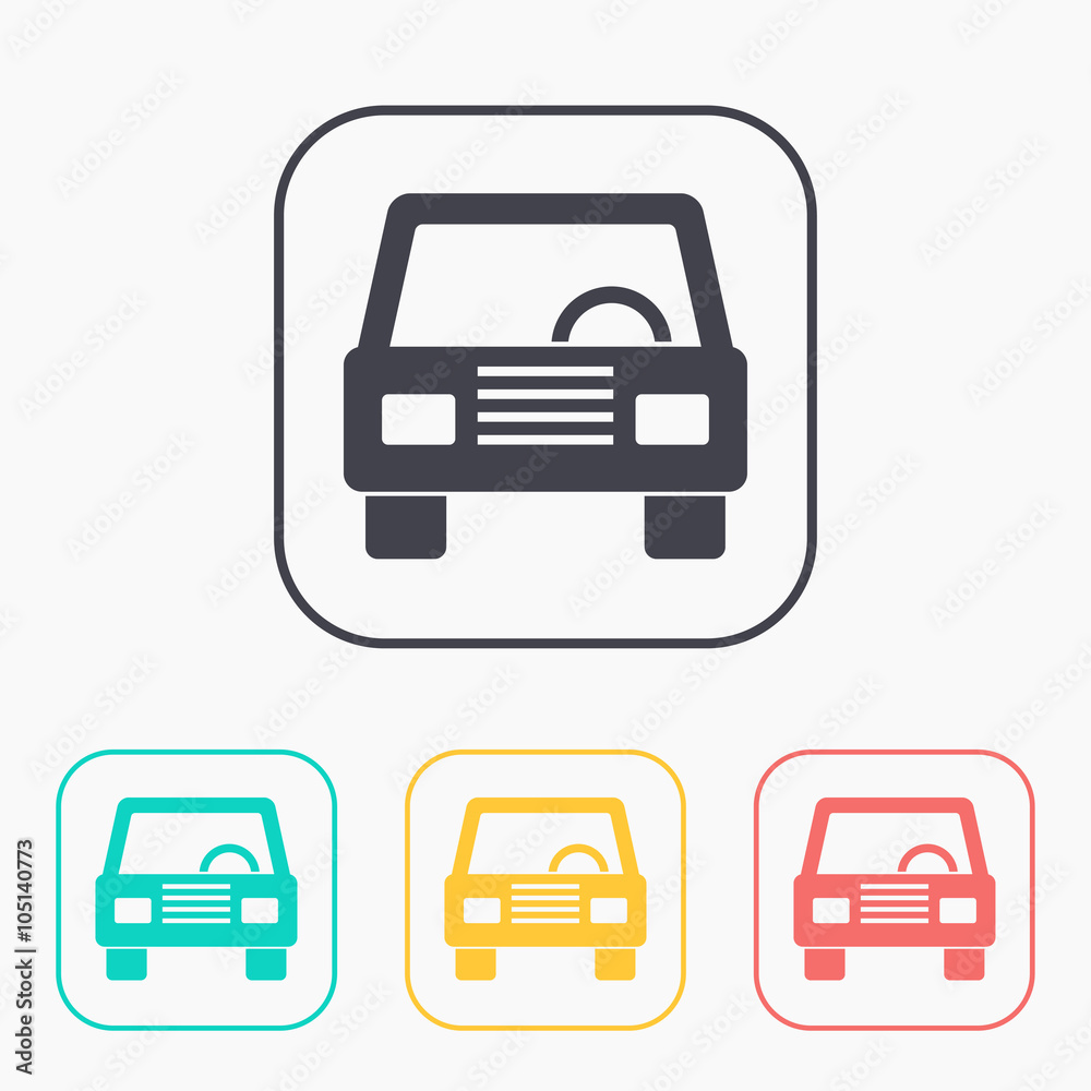 icon of car front color set