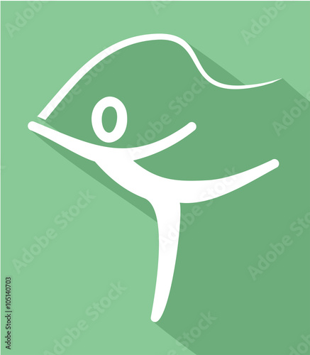 green rhythmic gymnastics flat icon
