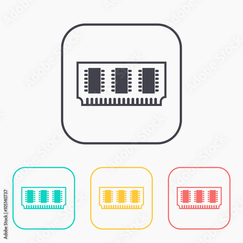 icon of memory chip color set