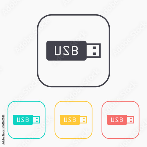 icon of usb stick color set