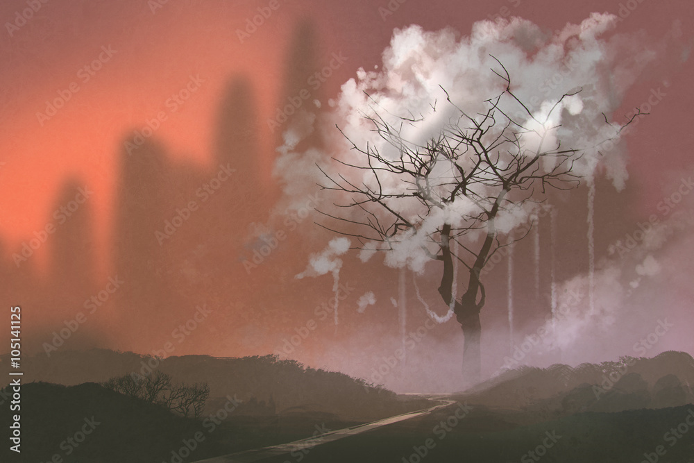 Obraz premium cloud tree,illustration painting