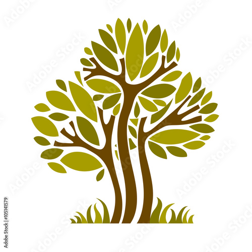 Art fairy illustration of tree, stylized eco symbol. Insight vec