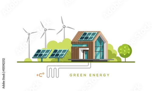 Green energy, alternative energy, renewable energy, ecology. Flat design vector concept illustration.
