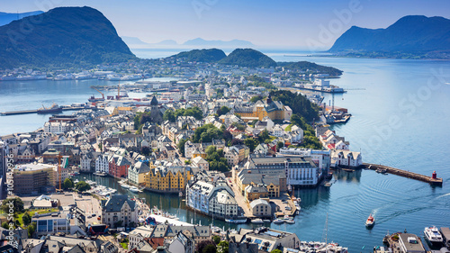 Vászonkép Cityscape of Alesund, Norway