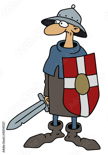 Funny old warrior / Hand drawing, vector illustration