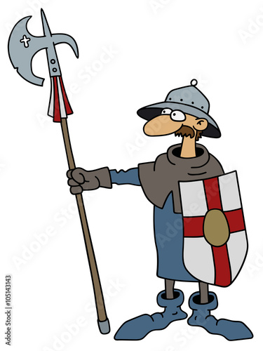 Funny old warrior / Hand drawing, vector illustration