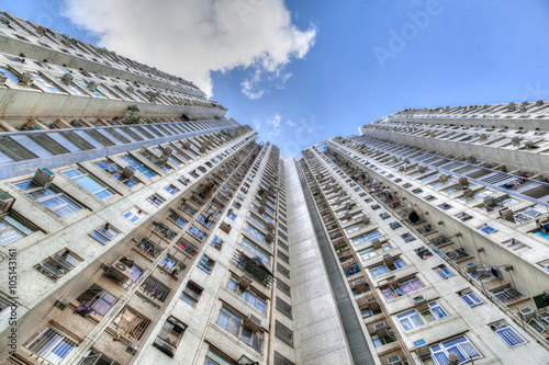 Tall Concrete Highrise Housing in Hong Kong