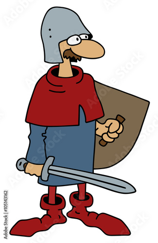 Funny old warrior / Hand drawing, vector illustration