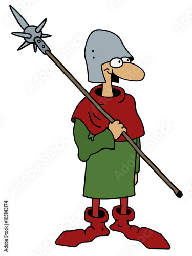 Funny old warrior / Hand drawing, vector illustration