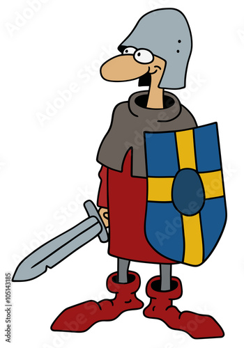 Funny old warrior / Hand drawing, vector illustration