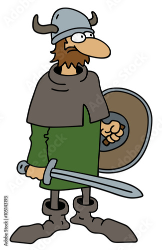 Funny old warrior / Hand drawing, vector illustration