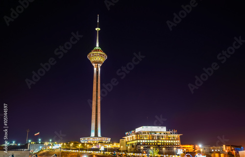 Night view of Milad Tower in Tehran 