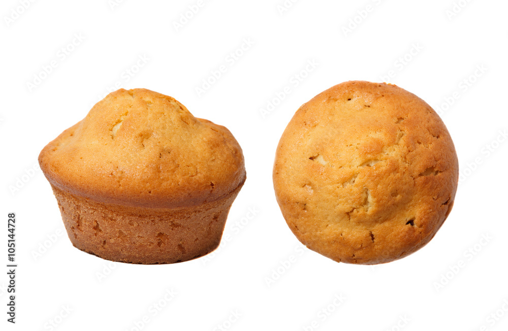 Delicious baked muffins on a white background Delicious baked muffins on a white background