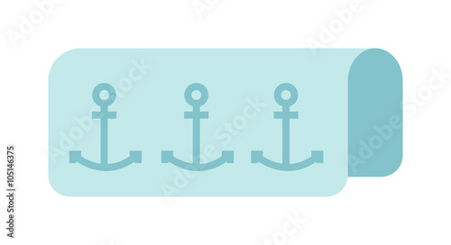 Beach towel vector summer bath accessory isolated on white background.