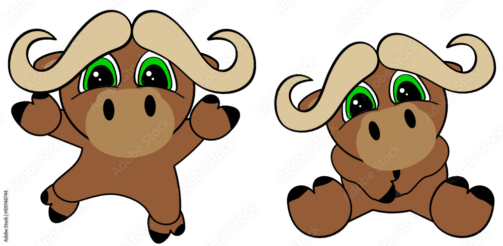 cute baby bull cartoon jumping sit set in vector format Stock Vector |  Adobe Stock