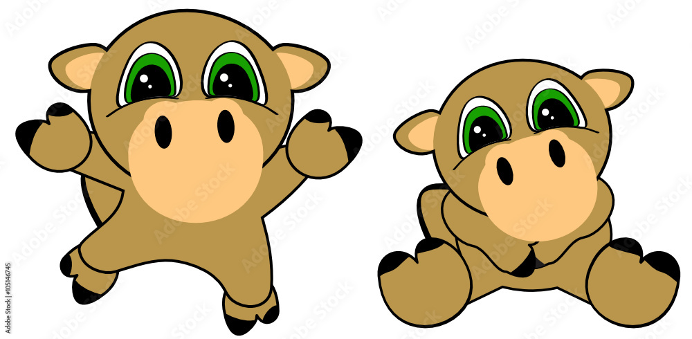 Fototapeta premium cute baby camel cartoon jumping sit set in vector format