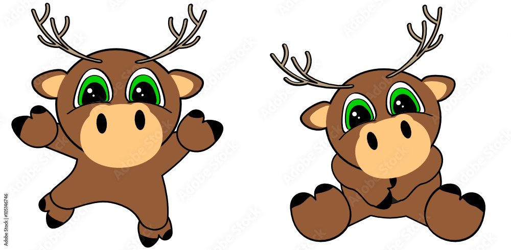 Fototapeta premium cute baby deer cartoon jumping sit set in vector format