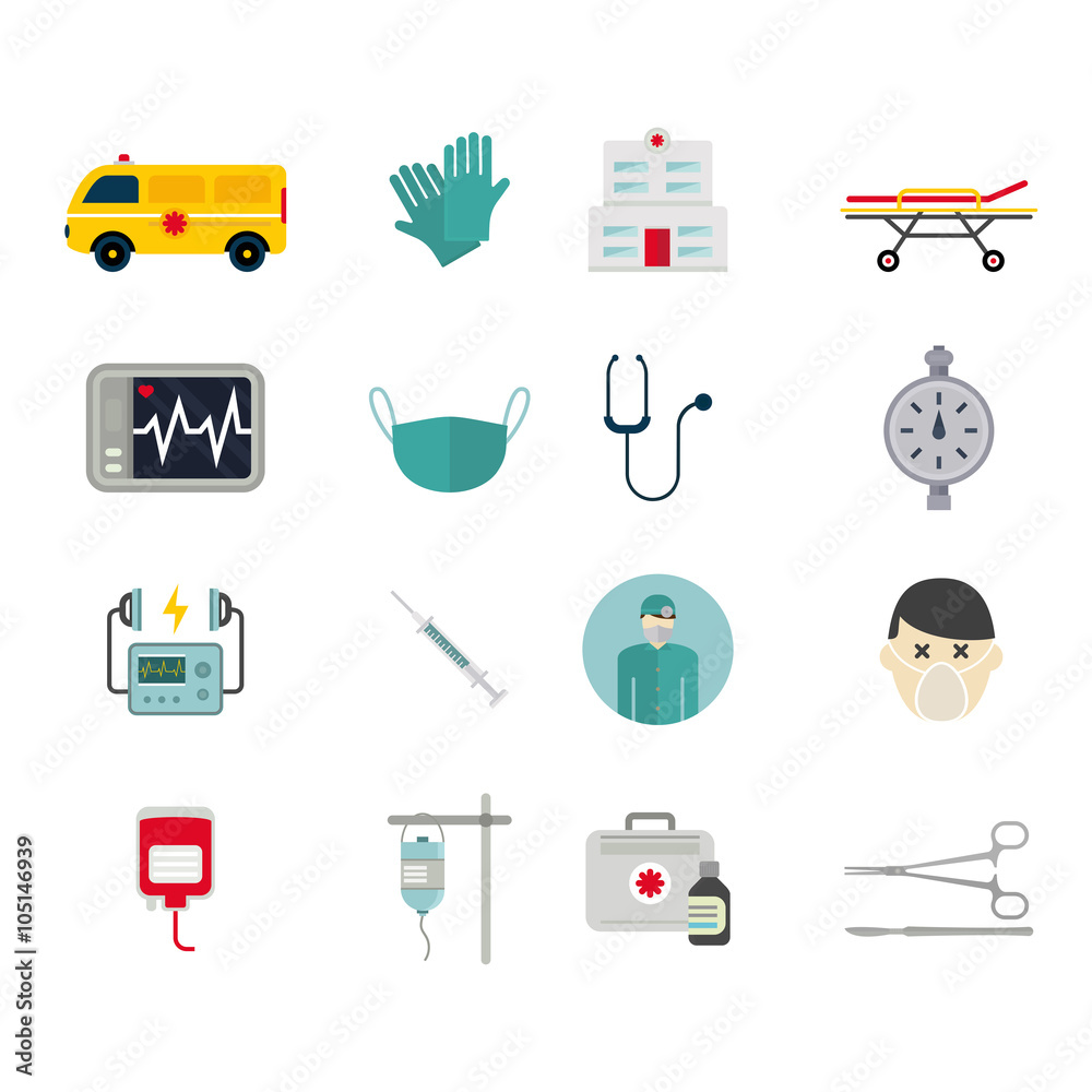 Ambulance reanimation icons vector illustration Ambulance reanimation icons vector illustration