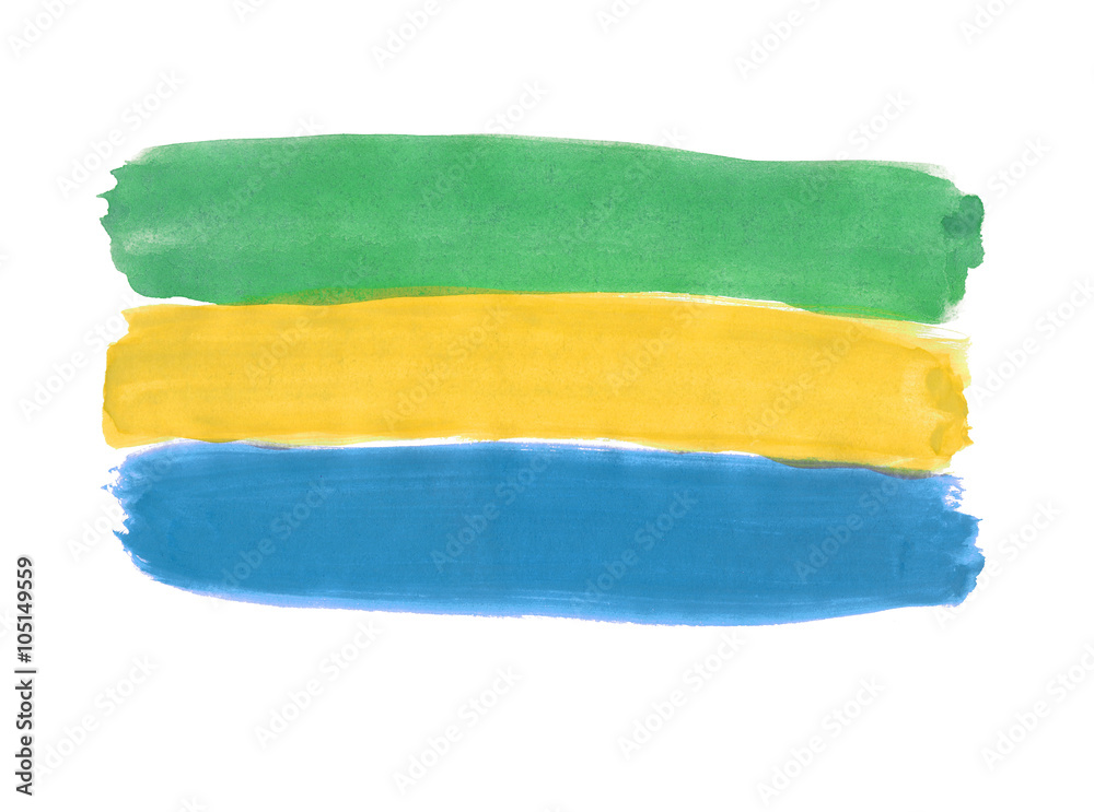 Flag of Gabonese Republic painted with gouache Flag of Gabonese Republic painted with gouache