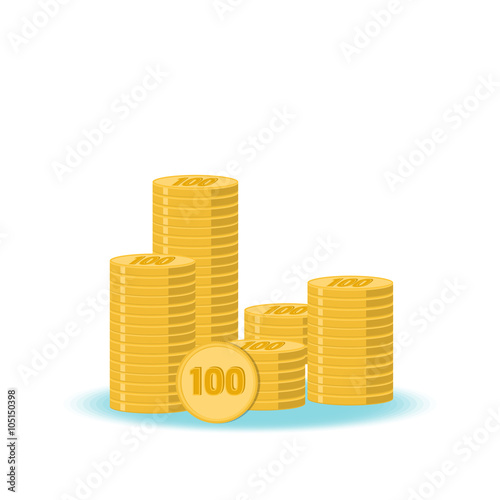 Stacks of gold coins. The concept of well-being and monetary wealth. Flat style. Vector
