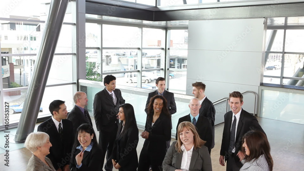 Crowd of business people talking