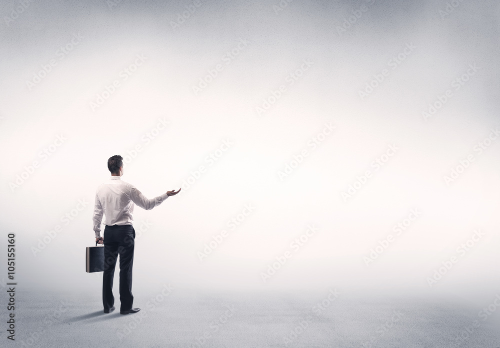 Sales person with empty white background Sales person with empty white background
