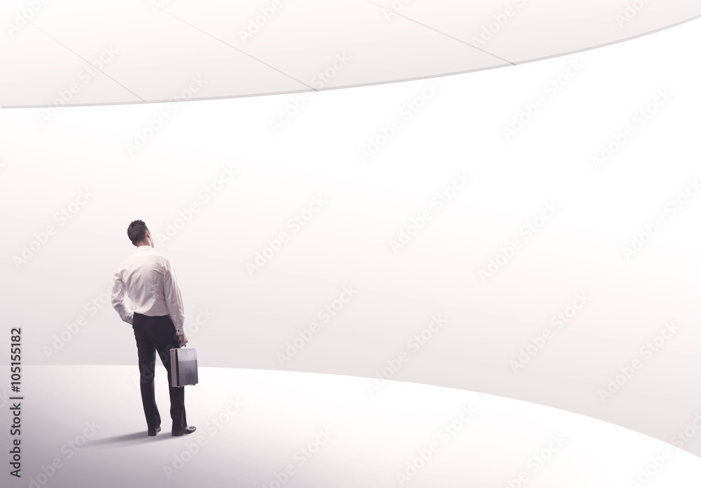 Salesman standing with his back concept Salesman standing with his back concept