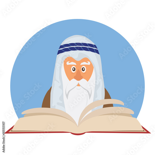 Moses reading Passover Haggadah 