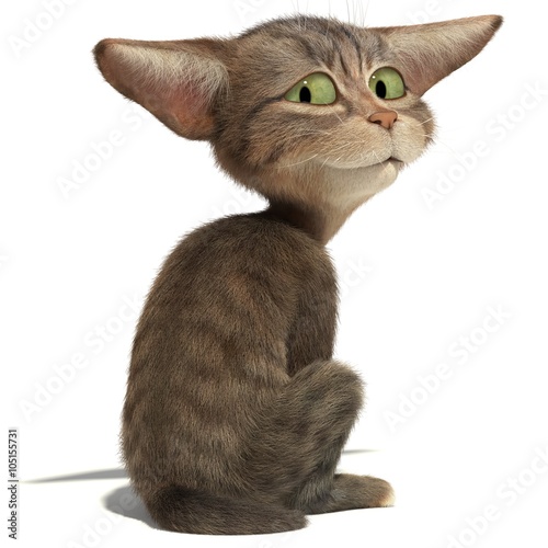 Fototapeta Naklejka Na Ścianę i Meble -  Smiling cat sitting alone on white background