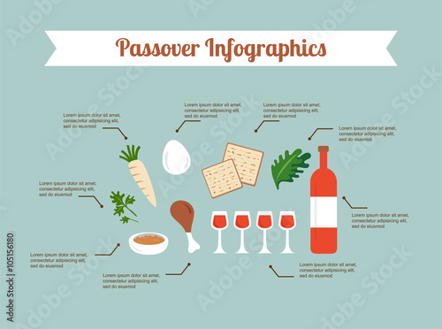 Passover seder flat icons 