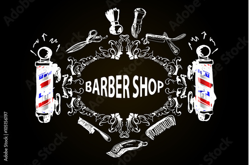 vector illustration Barber Poles, barber shop