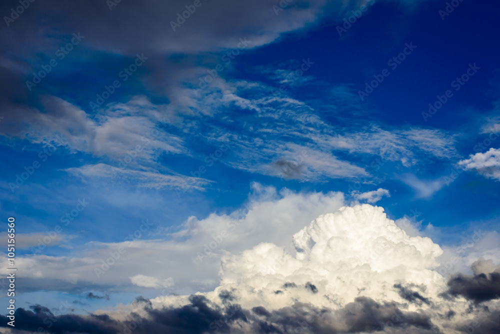 stormy clouds show the power of the nature , Deep blue sky