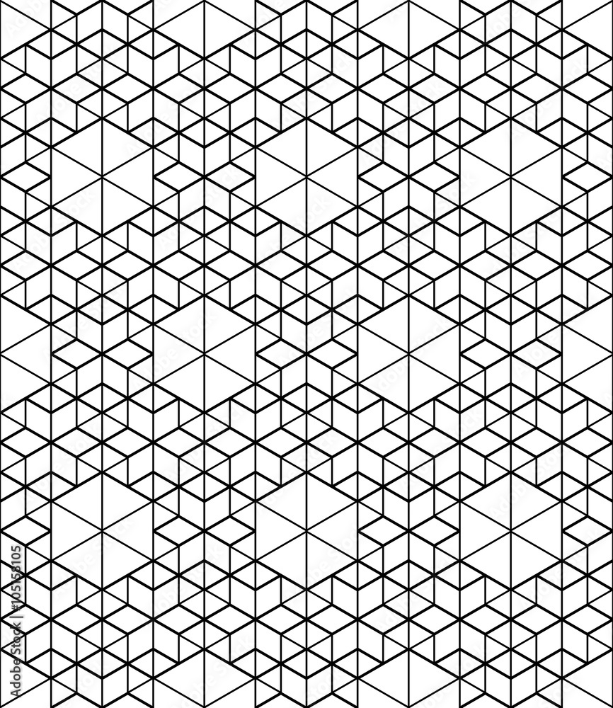 Fototapeta premium Monochrome illusive abstract geometric seamless pattern 