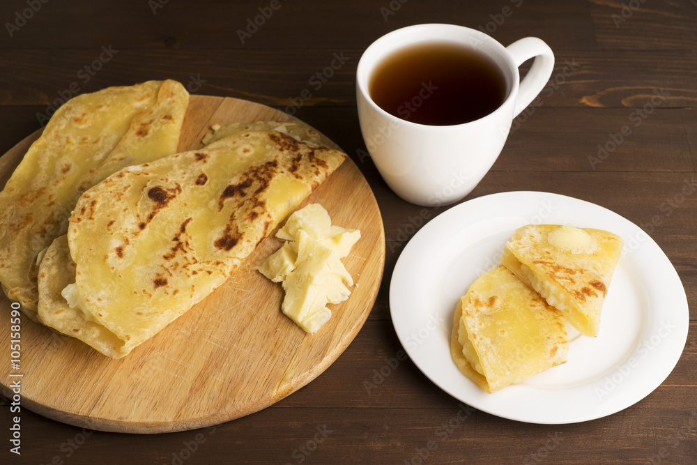 Vegetarian tortilla with potatoes and butter Vegetarian tortilla with potatoes and butter