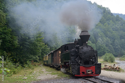 old wood-burning locomotive photo