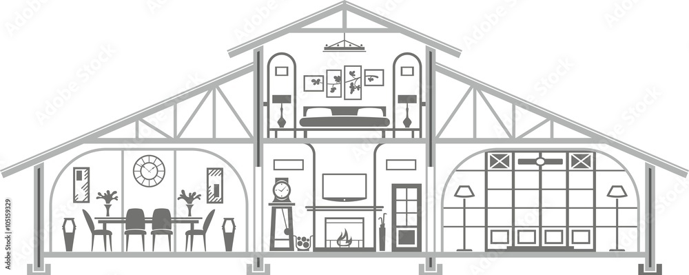 house interior silhouette. Vector illustration