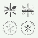 Set of vintage restaurant or food court logo, badge and emblem 