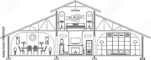 house interior silhouette. Vector illustration