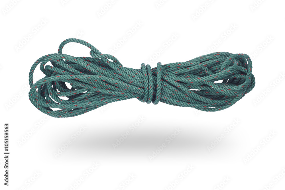 Green rope isolated on white Green rope isolated on white