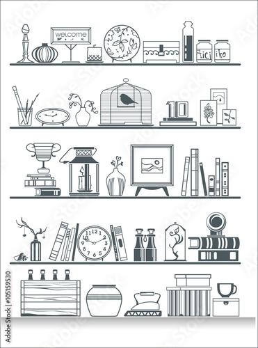 wall shelves silhouette. Vector illustration