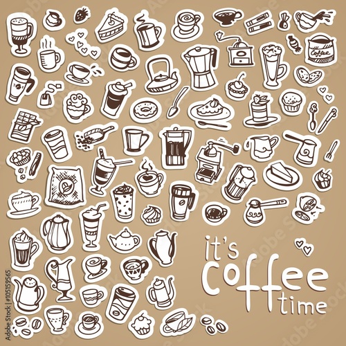 vector doodle coffee icons