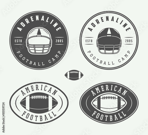Set of vintage rugby and american football labels, emblems
